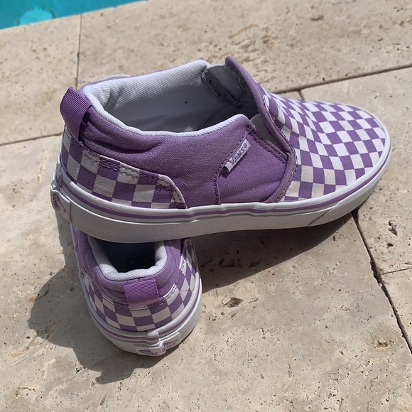 Purple & White Checkered Vans Size 5 - Picture 3 of 10